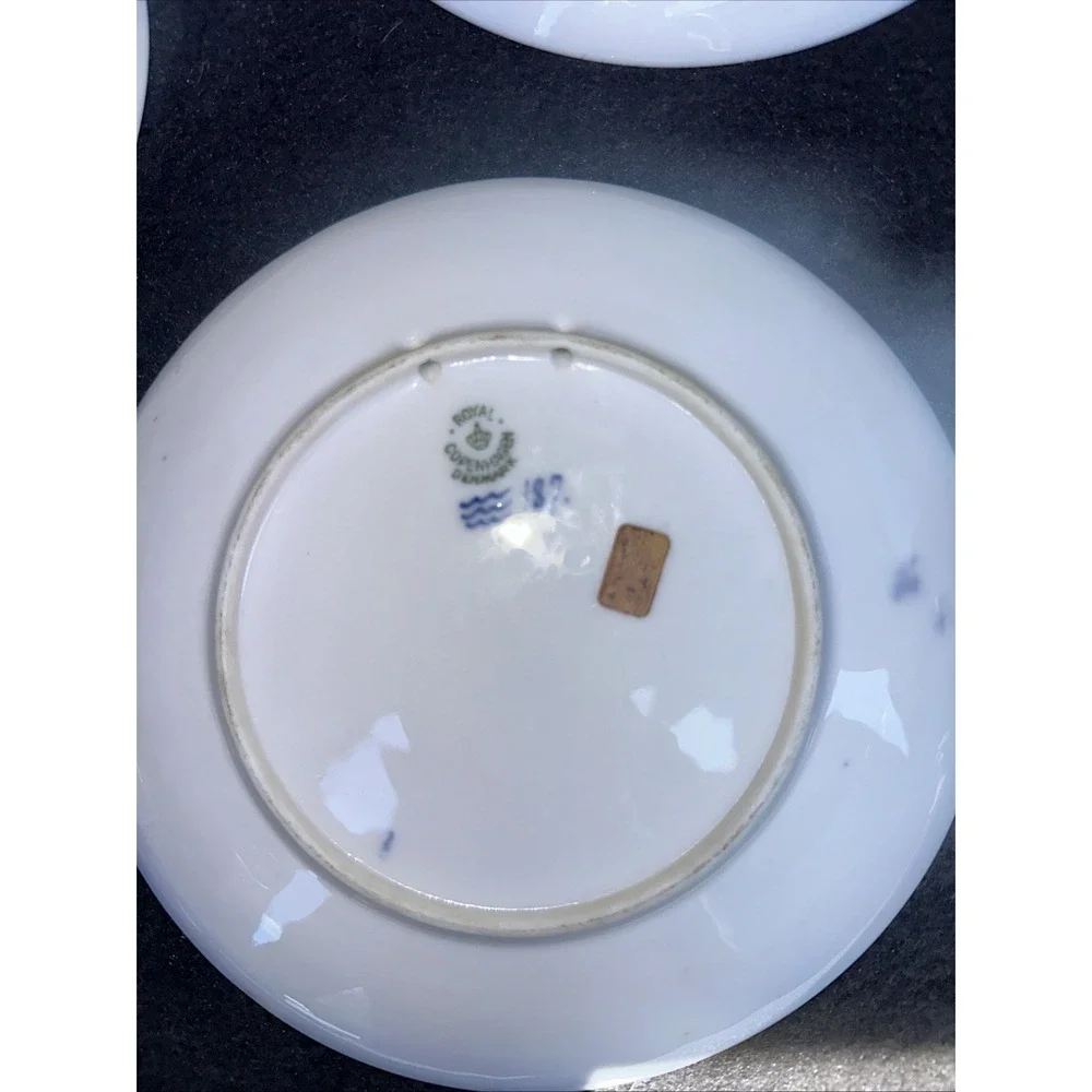 3 Royal Denmark Ship Plates Blue and White
